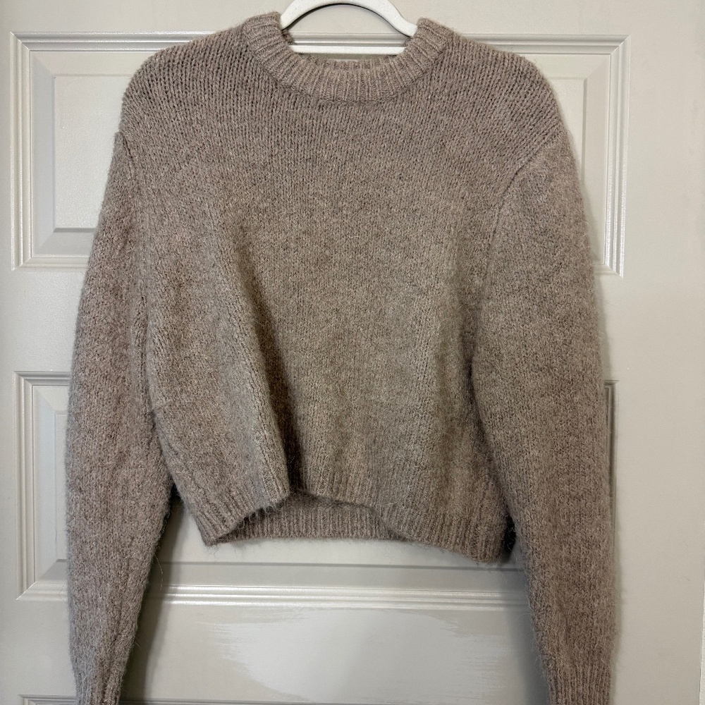 Zara Taupe Cropped Sweater